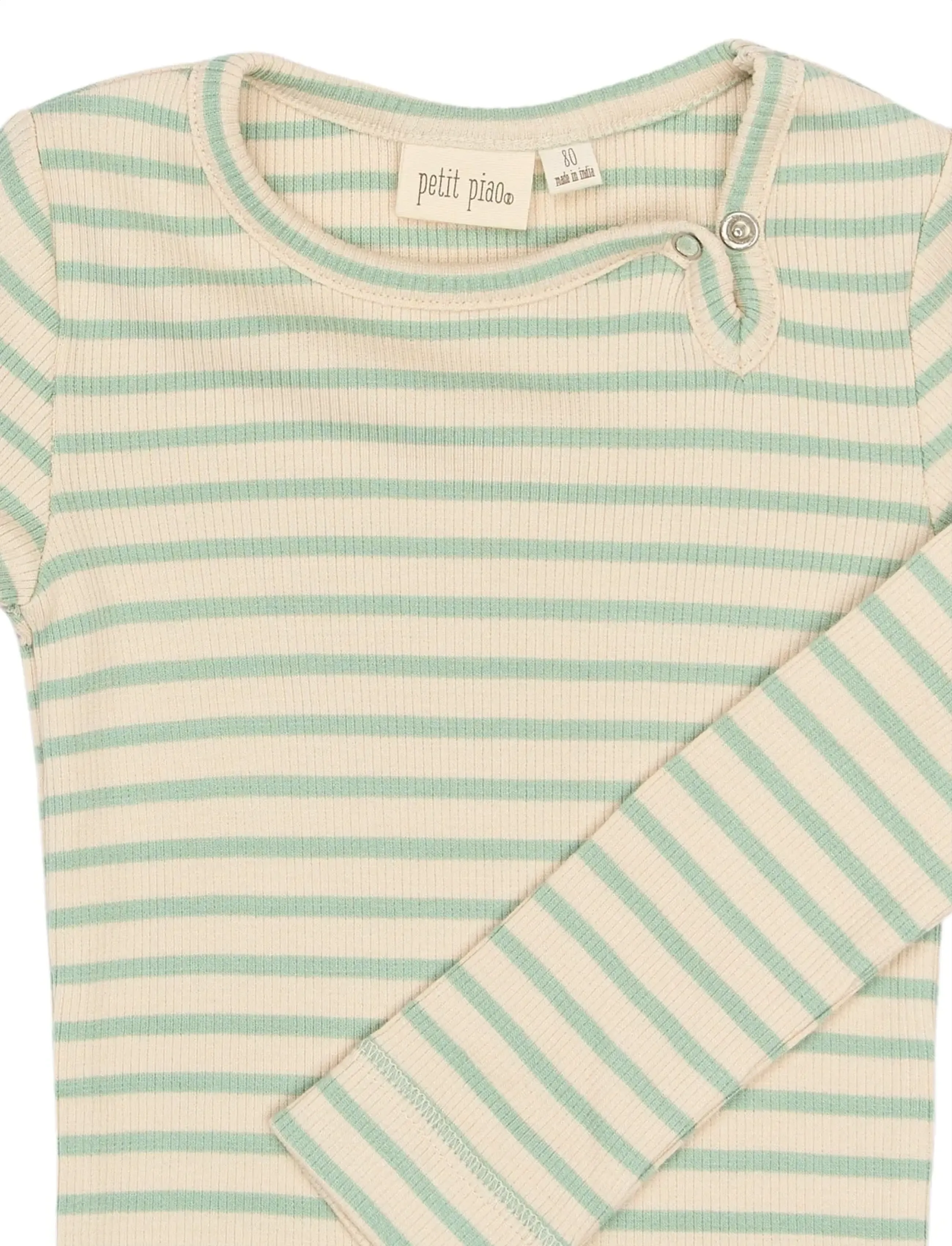 Petit Piao - PPSky L_S Body - langermede bodyer - frosty green striped - 2