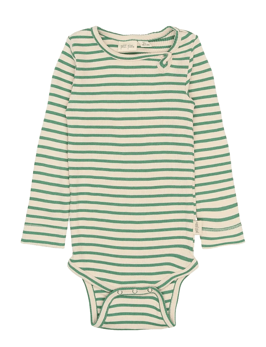 Petit Piao - PPSky L_S Body - pikkade varrukatega bodid - frosty spruce striped - 0