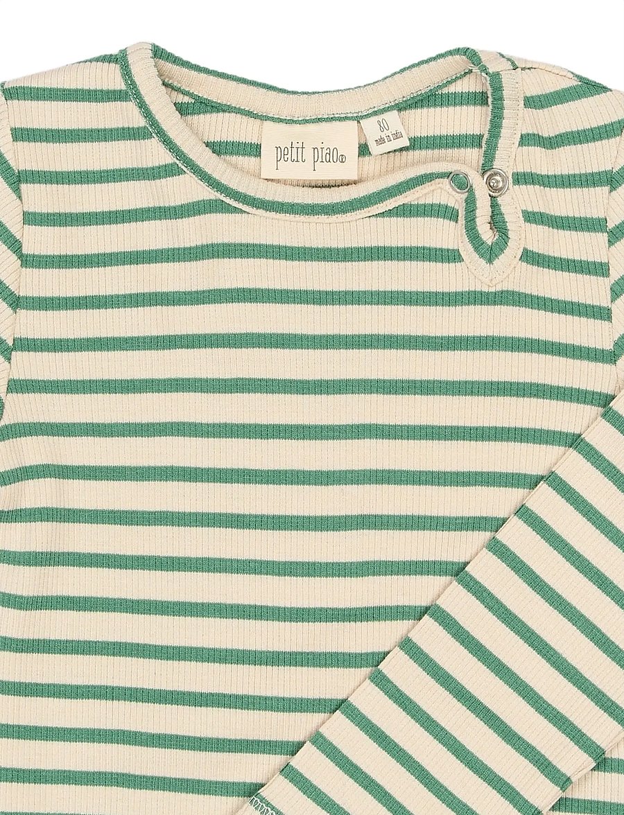 Petit Piao - PPSky L_S Body - pikkade varrukatega bodid - frosty spruce striped - 2