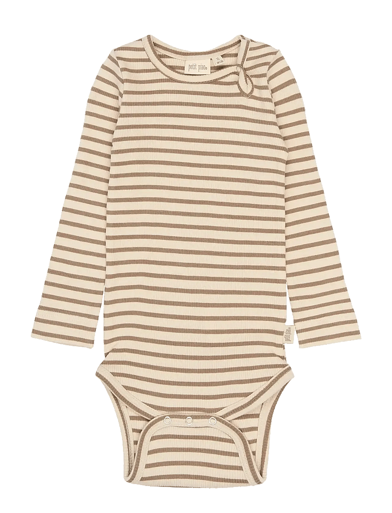 Petit Piao - PPSky L_S Body - pikkade varrukatega bodid - ginger snap striped - 1