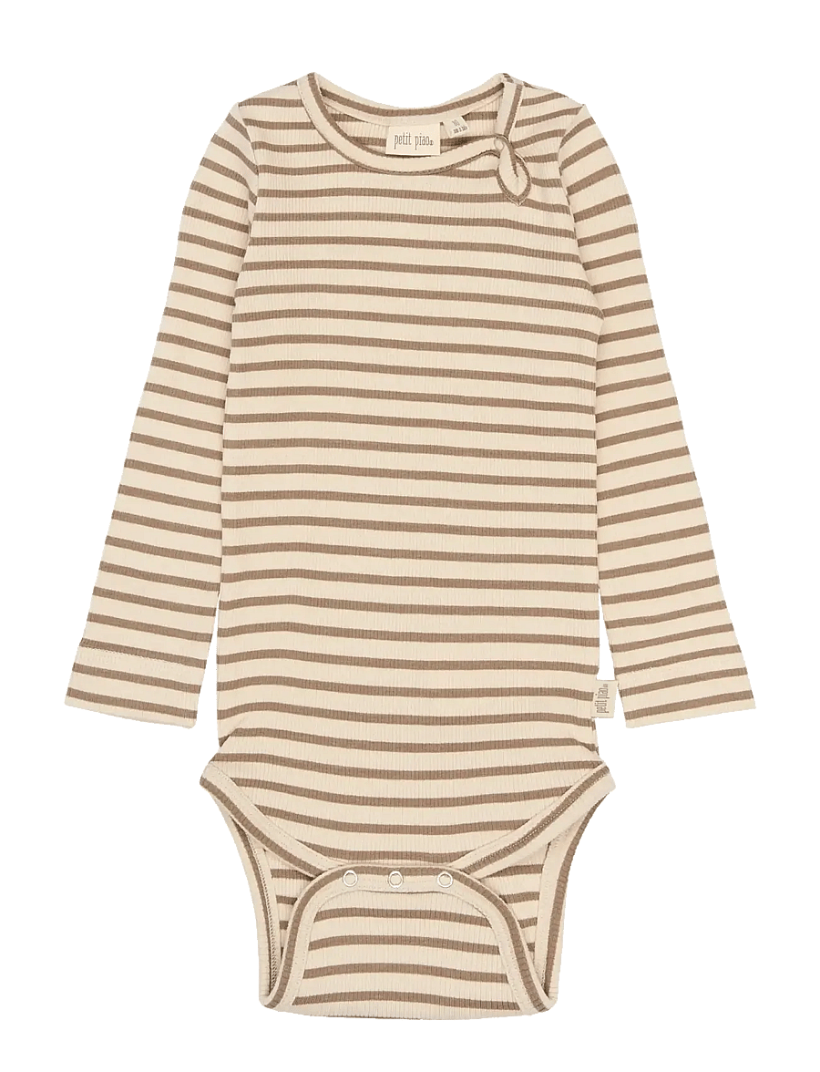 Petit Piao - PPSky L_S Body - pikkade varrukatega bodid - ginger snap striped - 1