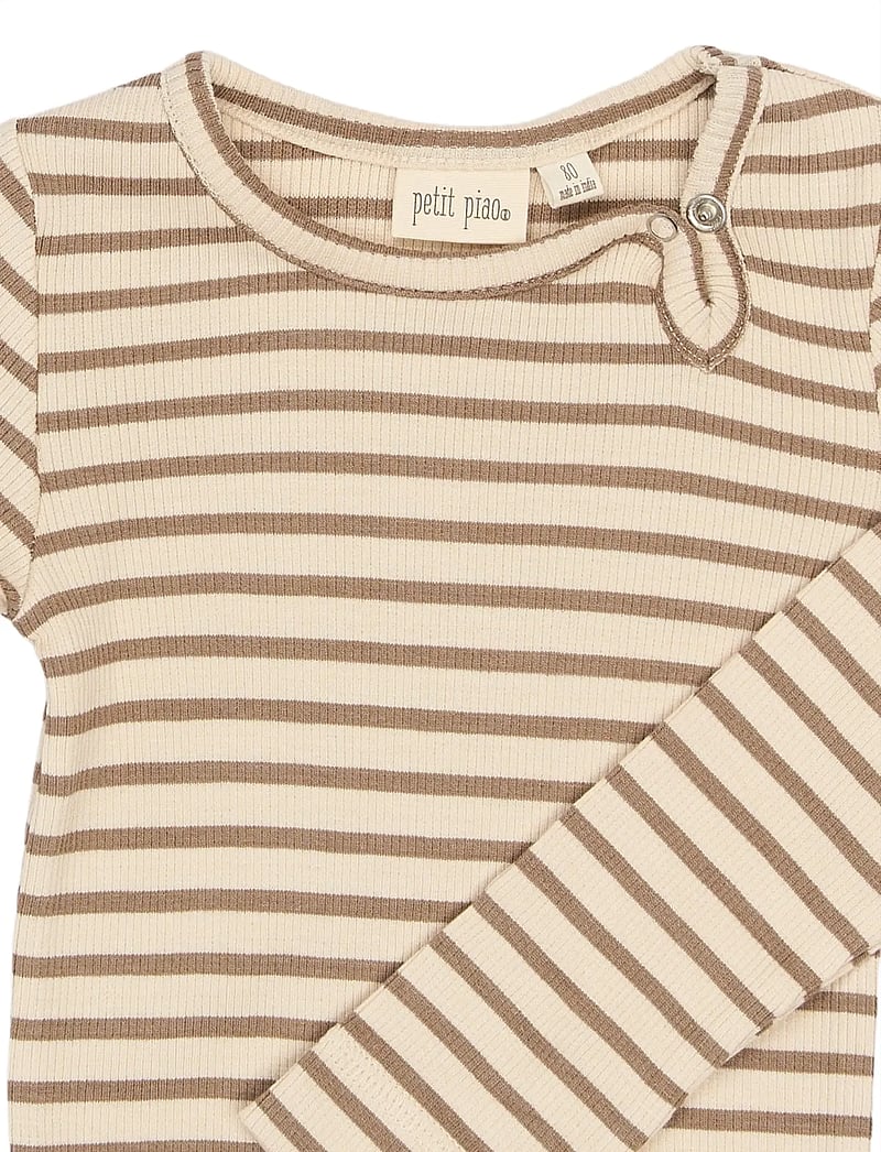 Petit Piao - PPSky L_S Body - pikkade varrukatega bodid - ginger snap striped - 3