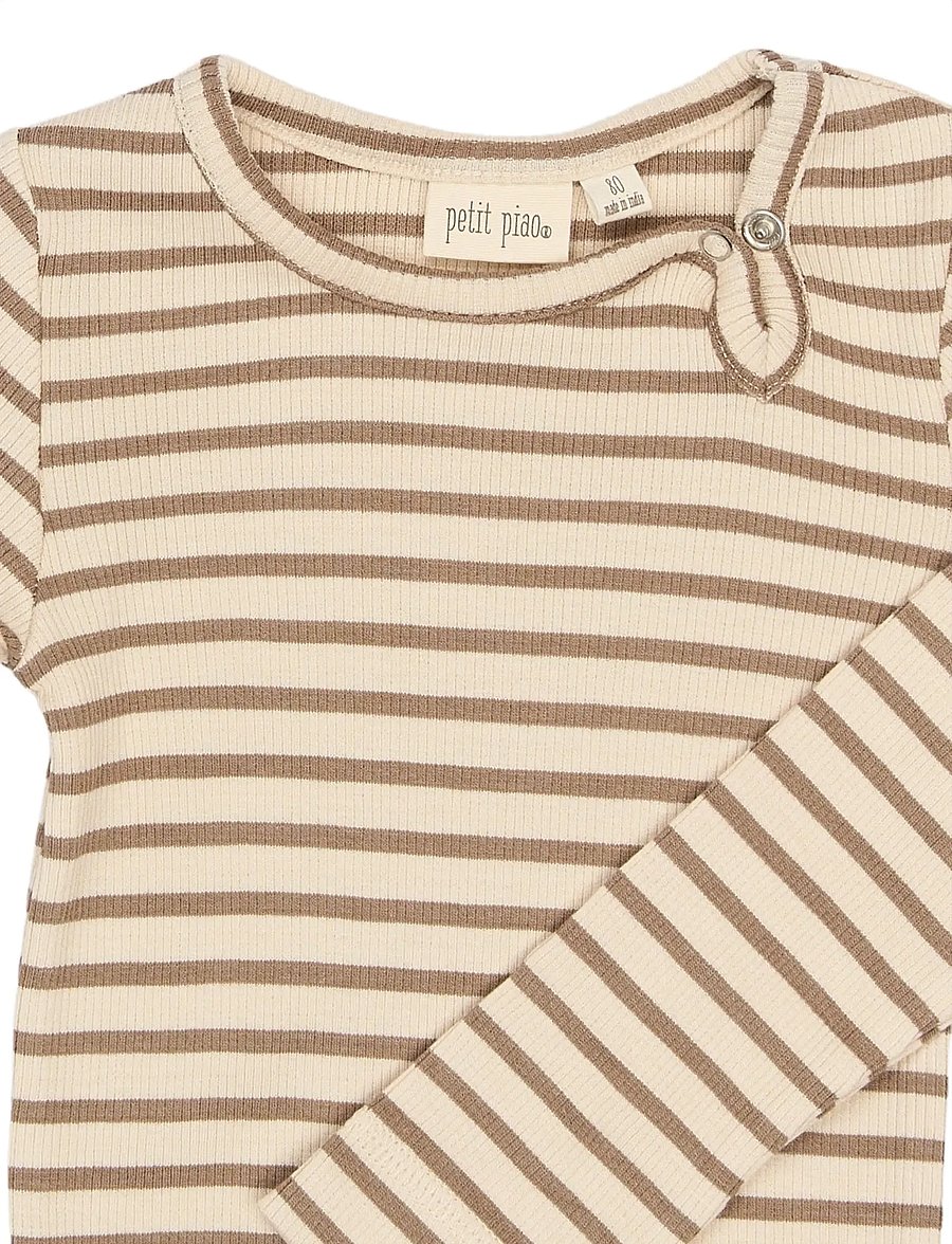 Petit Piao - PPSky L_S Body - pikkade varrukatega bodid - ginger snap striped - 3