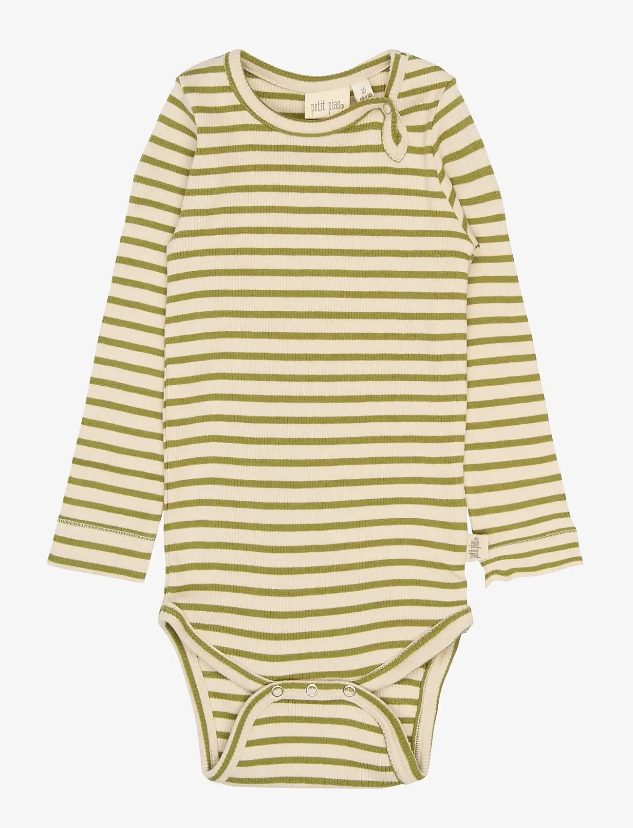 Petit Piao - PPSky L_S Body - langærmede bodyer - mosstone striped - 0