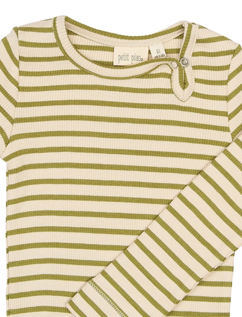 Petit Piao - PPSky L_S Body - langärmelige bodys - mosstone striped - 2