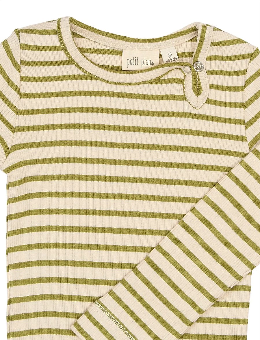 Petit Piao - PPSky L_S Body - pikkade varrukatega bodid - mosstone striped - 2