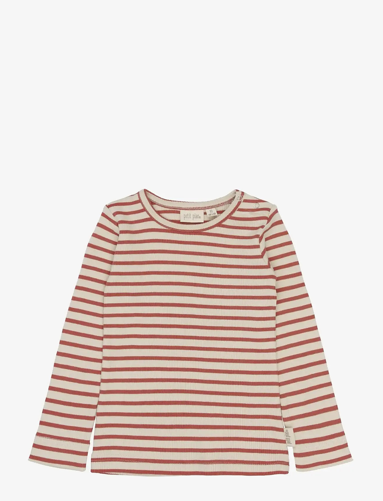 Petit Piao - PPSky L_S Tee - long-sleeved t-shirts - cinnabar striped - 0