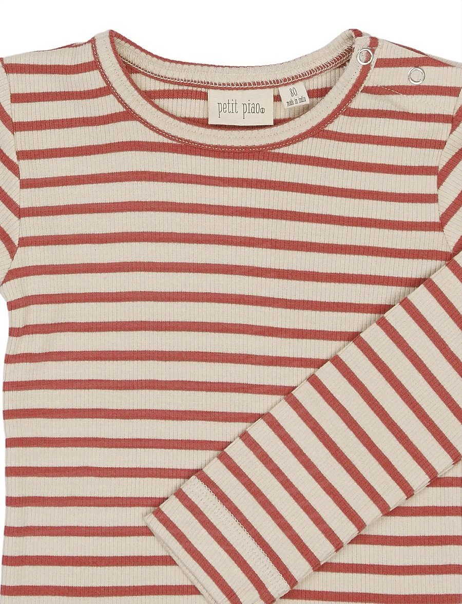 Petit Piao - PPSky L_S Tee - pikkade varrukatega t-särgid - cinnabar striped - 2