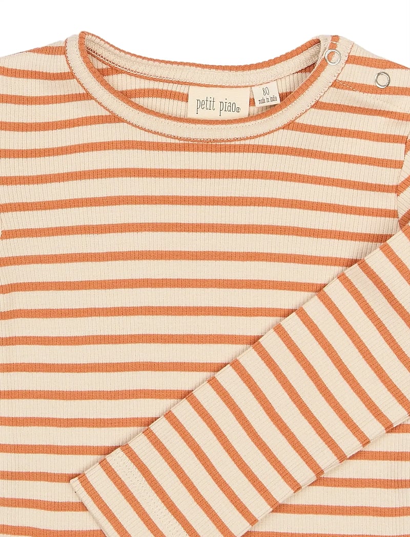 Petit Piao - PPSky L_S Tee - langärmelig - coral gold striped - 2