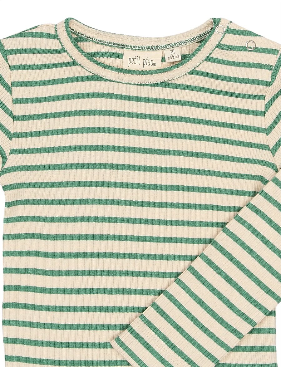 Petit Piao - PPSky L_S Tee - długi rękaw - frosty spruce striped - 4