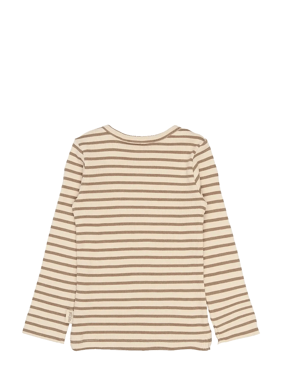 Petit Piao - PPSky L_S Tee - langerma bolir - ginger snap striped - 1