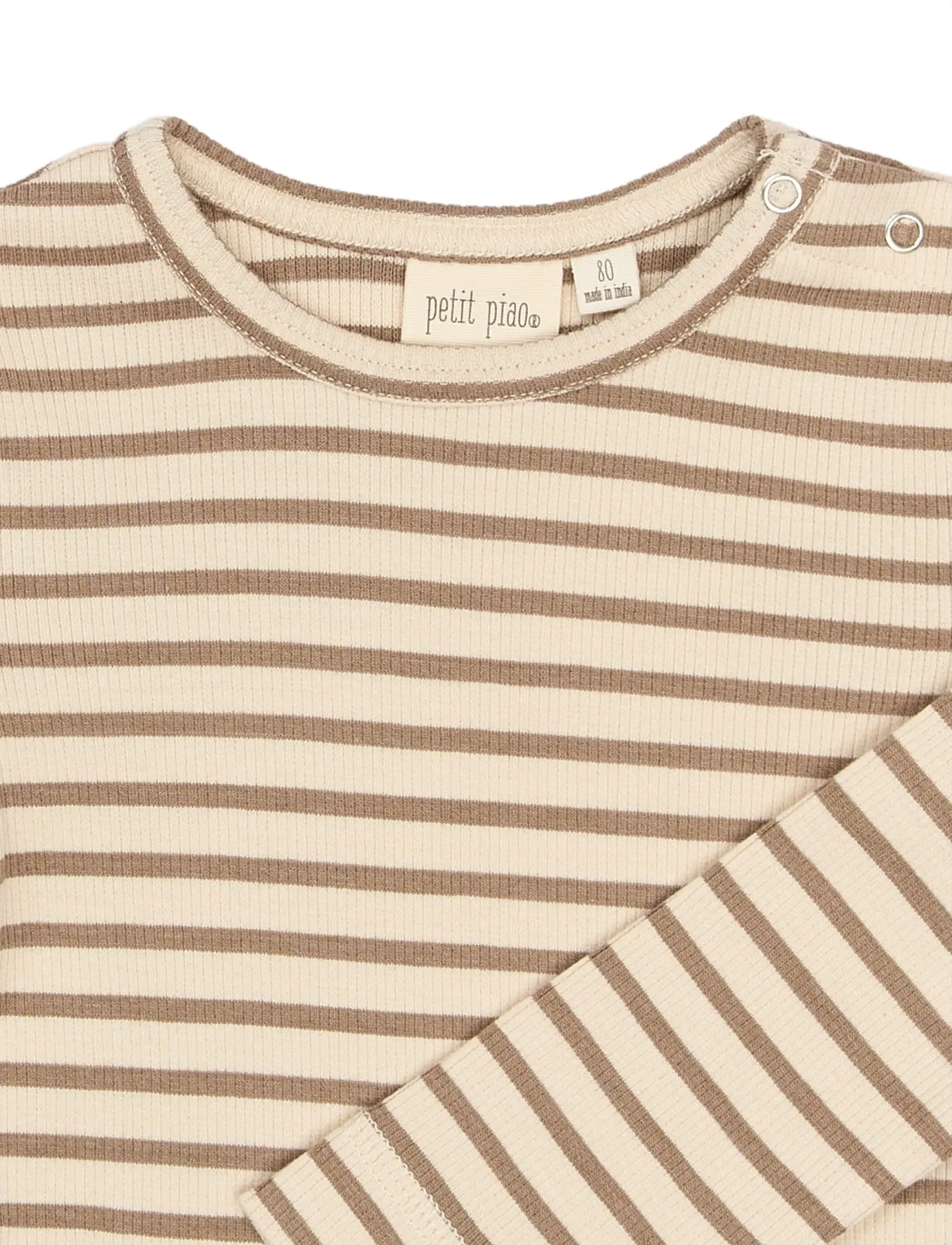 Petit Piao - PPSky L_S Tee - langerma bolir - ginger snap striped - 2