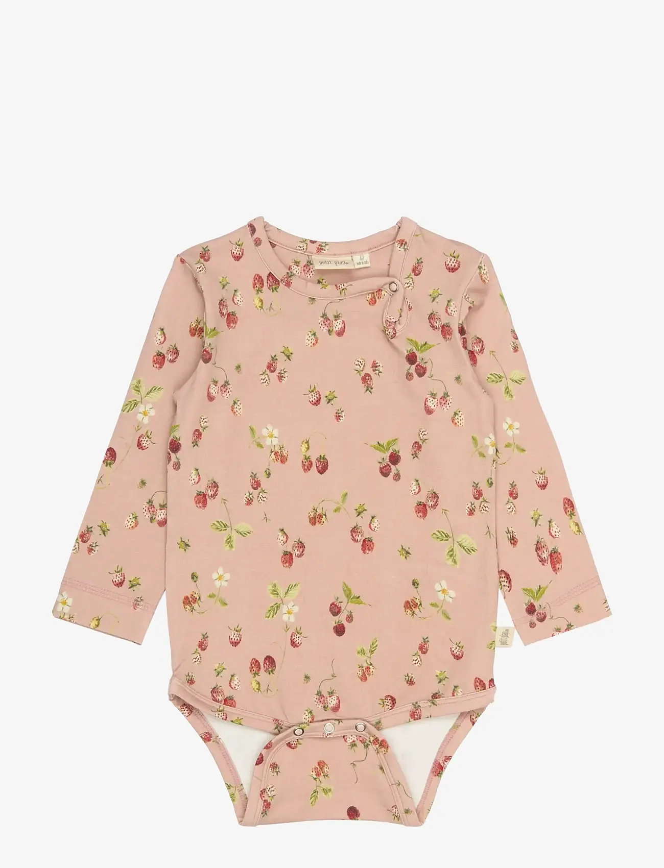 Petit Piao - PPStar L_S Body - langærmede bodyer - misty rose strawberry aop - 0