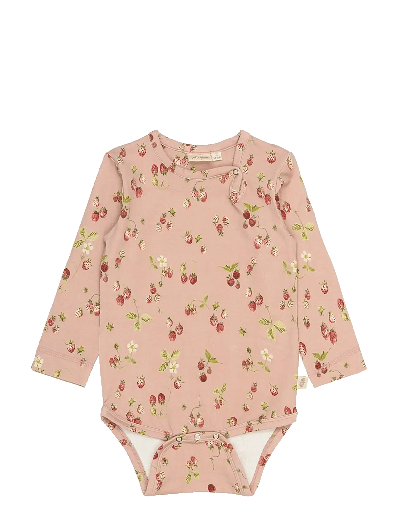 Petit Piao - PPStar L_S Body - langärmelige bodys - misty rose strawberry aop - 0