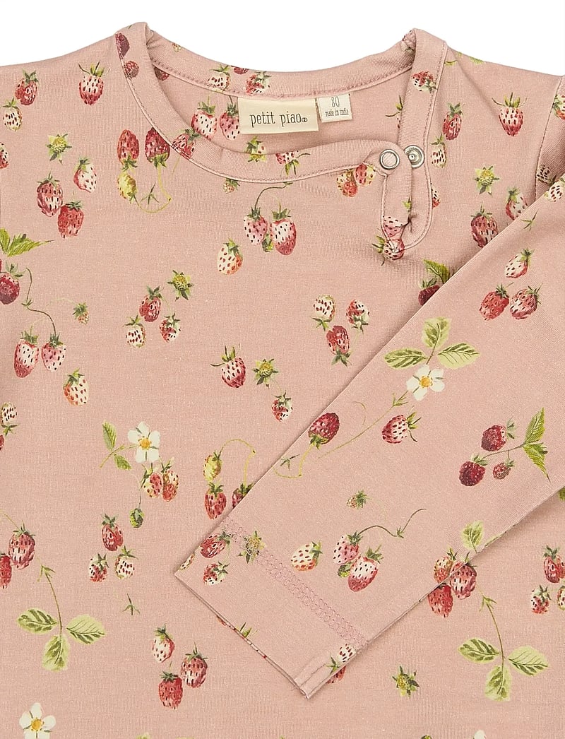 Petit Piao - PPStar L_S Body - langärmelige bodys - misty rose strawberry aop - 2
