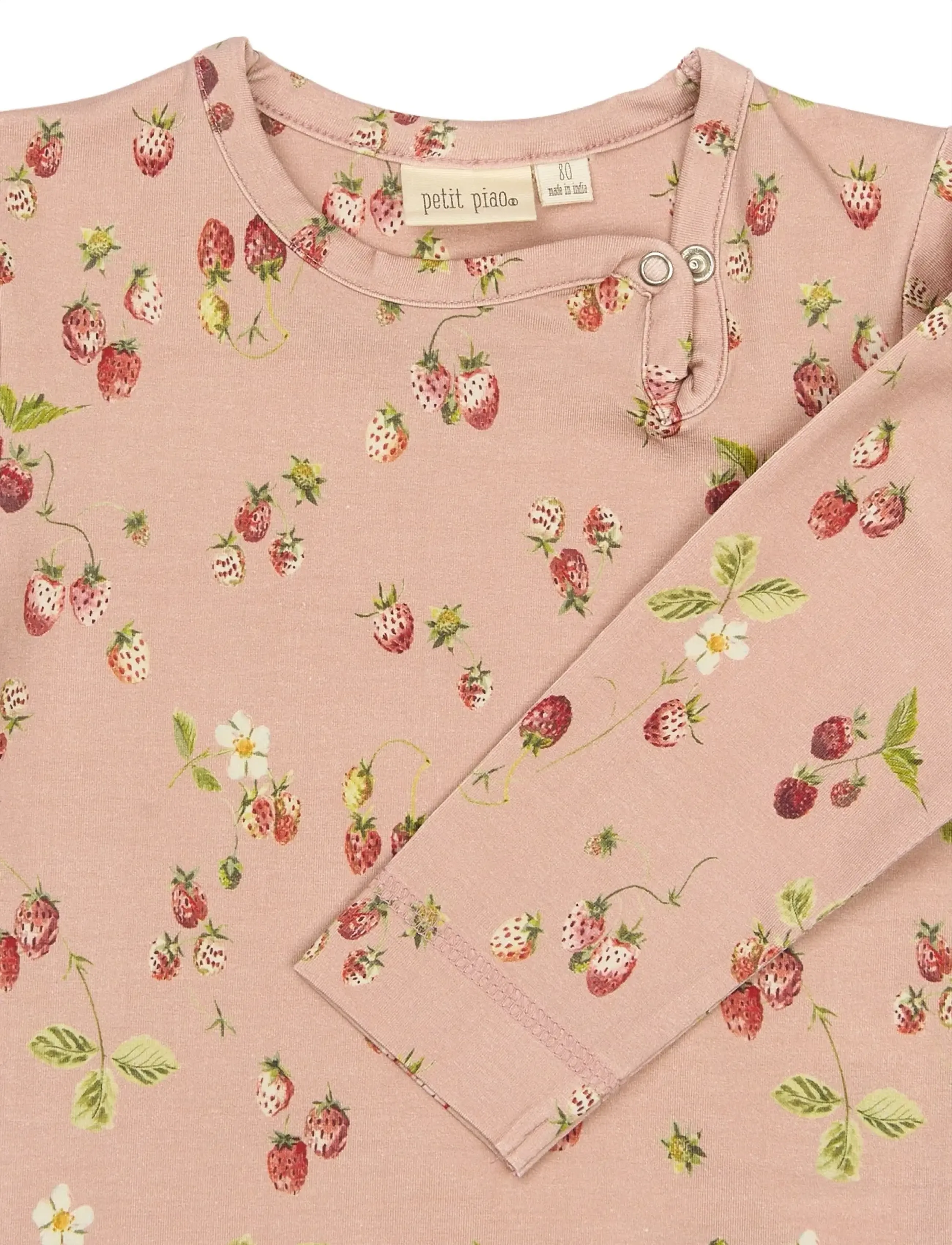 Petit Piao - PPStar L_S Body - long-sleeved bodies - misty rose strawberry aop - 2