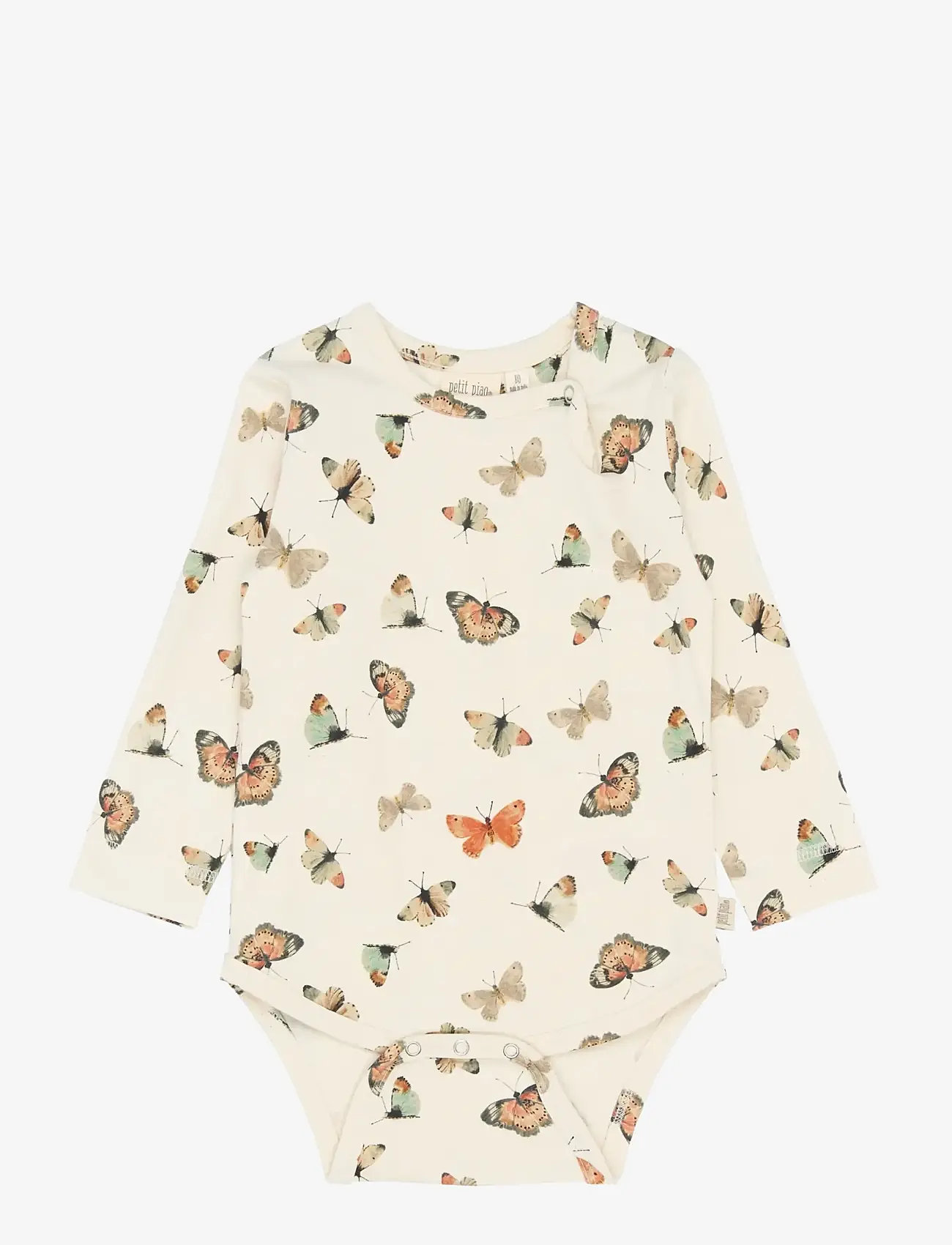 Petit Piao - PPStar L_S Body - langærmede bodyer - eggnog butterfly aop - 0