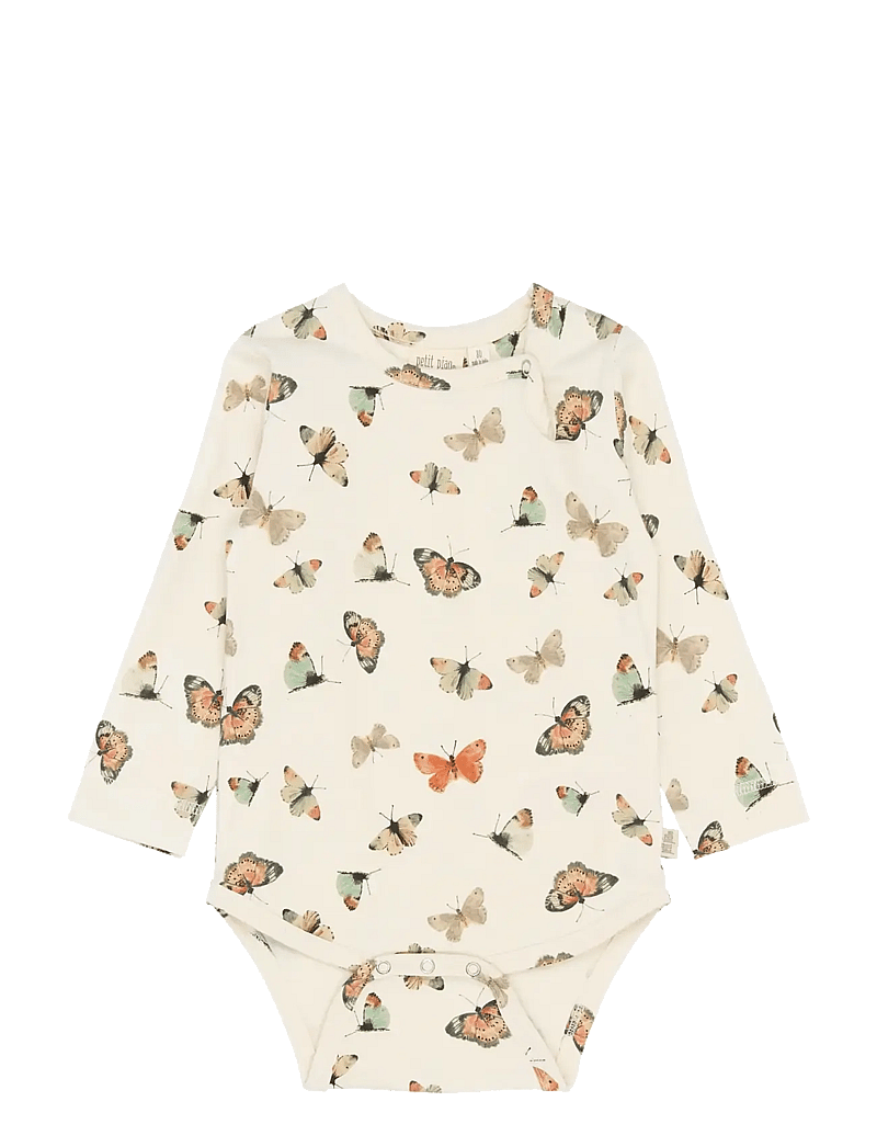 Petit Piao - PPStar L_S Body - langærmede bodyer - eggnog butterfly aop - 0