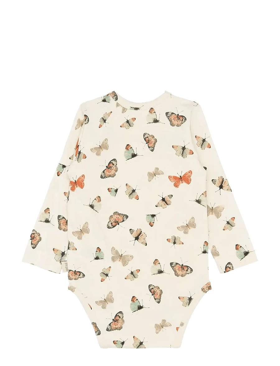 Petit Piao - PPStar L_S Body - langärmelige bodys - eggnog butterfly aop - 1