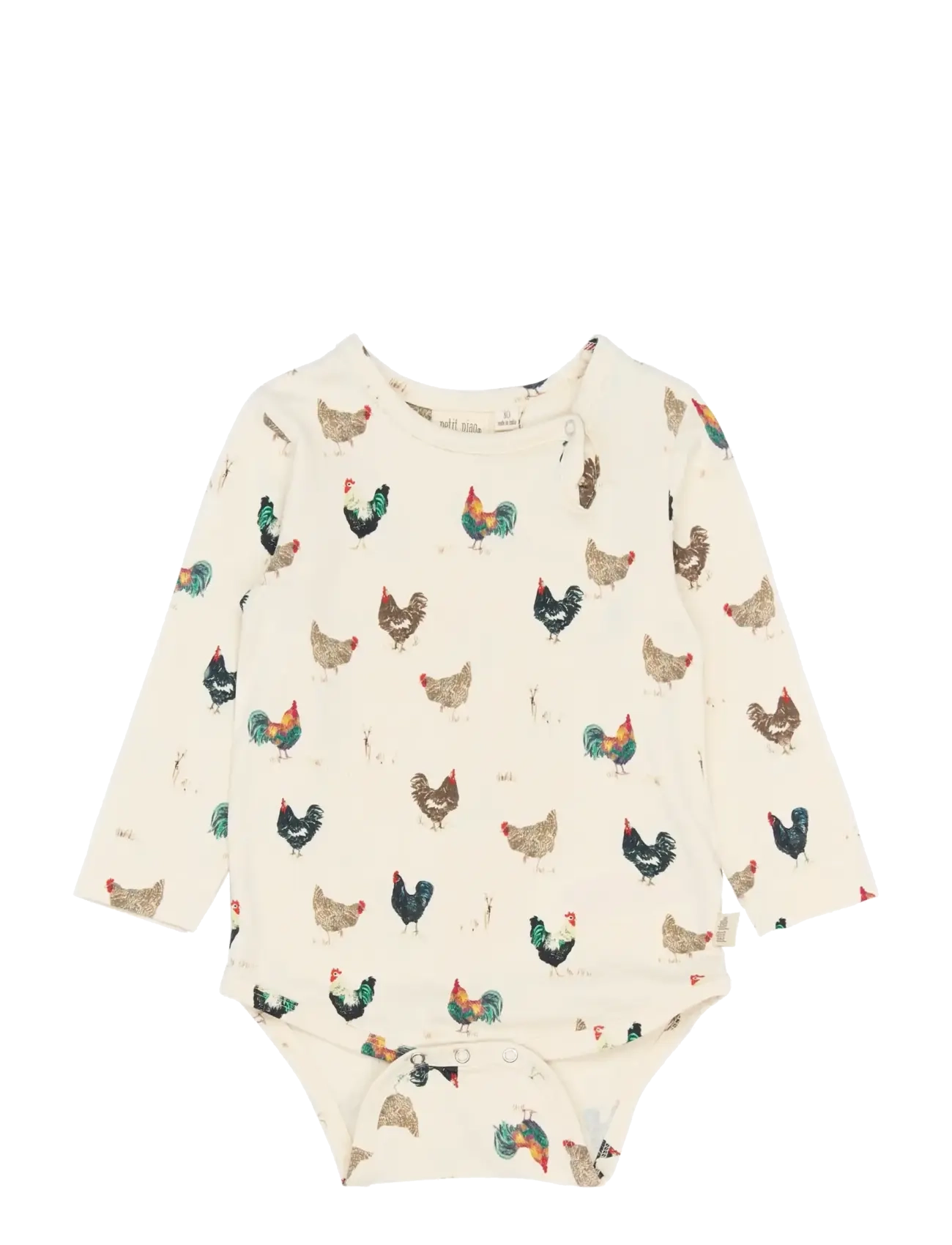 Petit Piao PPStar L_S Body - Baby 44-92 - EGGNOG ROOSTER AOP / cream