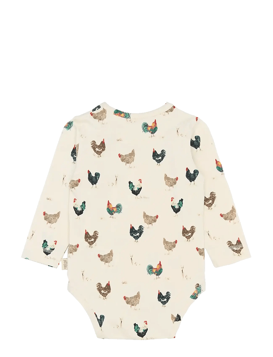 Petit Piao - PPStar L_S Body - langärmelige bodys - eggnog rooster aop - 2