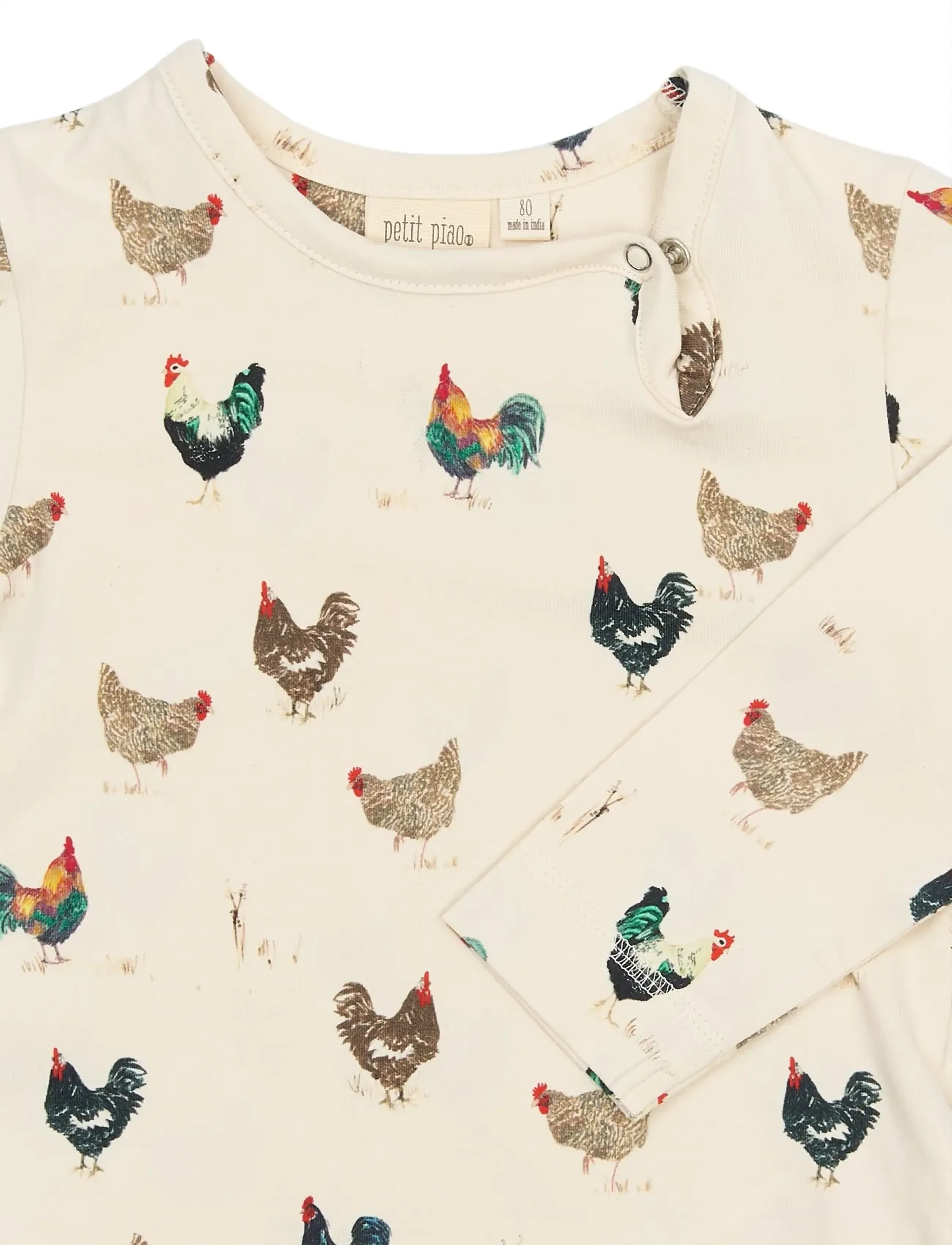 Petit Piao - PPStar L_S Body - long-sleeved bodies - eggnog rooster aop - 3