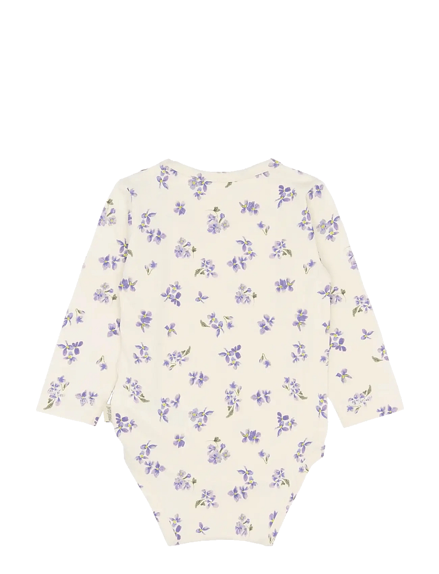 Petit Piao - PPStar L_S Body - langærmede bodyer - eggnog viola aop - 1