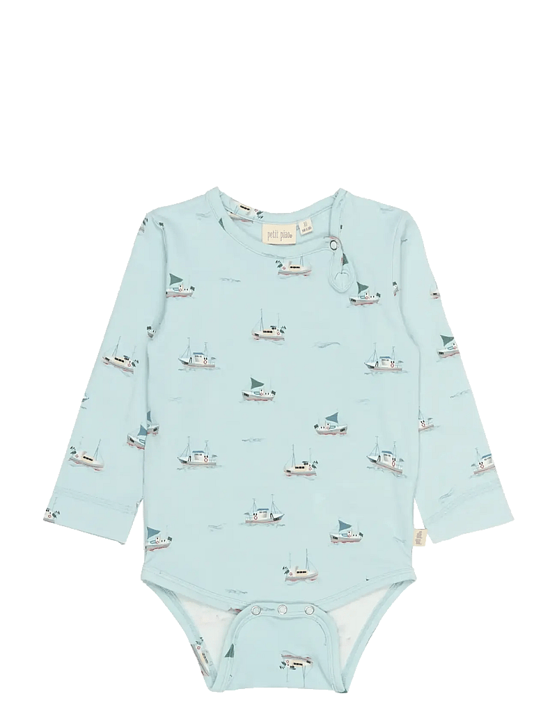 Petit Piao - PPStar L_S Body - pikkade varrukatega bodid - illusion blue boat aop - 1