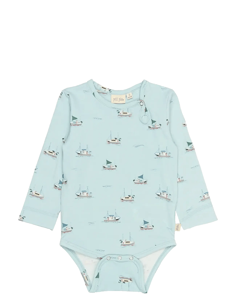 Petit Piao - PPStar L_S Body - pikkade varrukatega bodid - illusion blue boat aop - 1