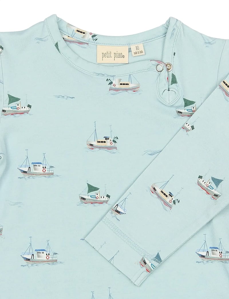 Petit Piao - PPStar L_S Body - pikkade varrukatega bodid - illusion blue boat aop - 3