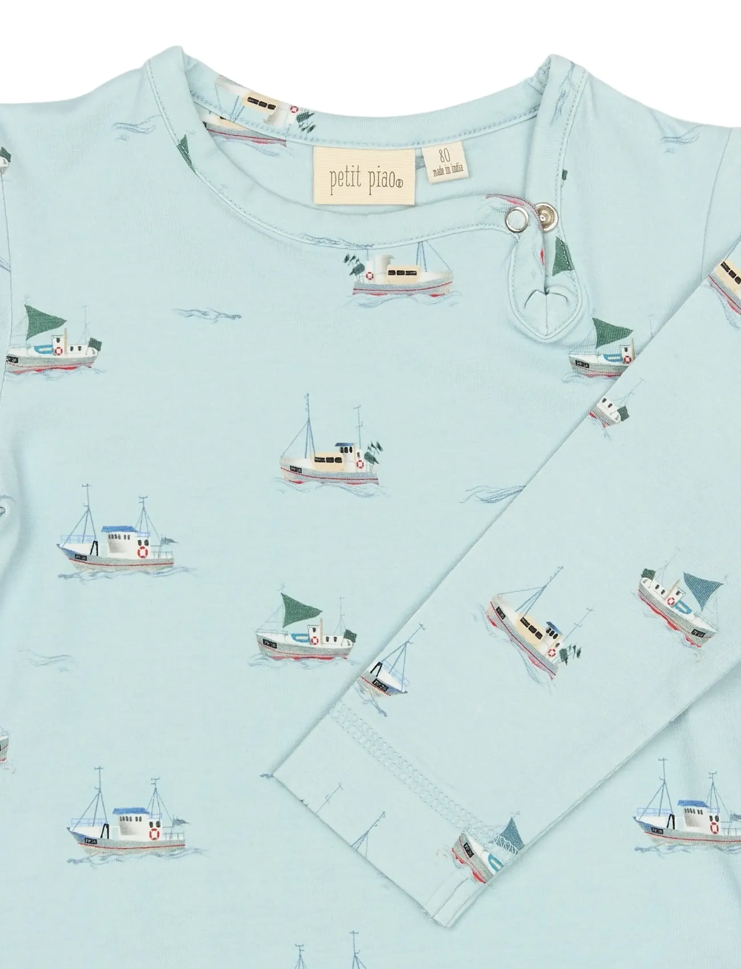 Petit Piao - PPStar L_S Body - pikkade varrukatega bodid - illusion blue boat aop - 3