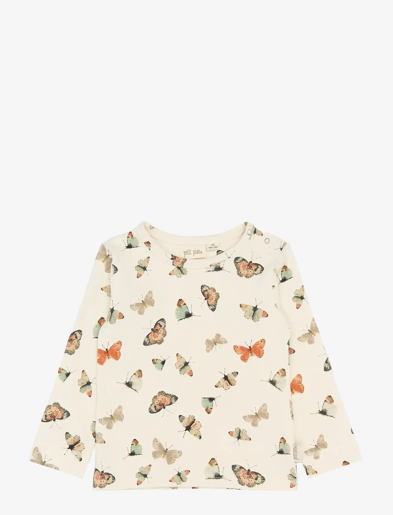 Petit Piao - PPStar L_S Tee - langærmede t-shirts - eggnog butterfly aop - 0