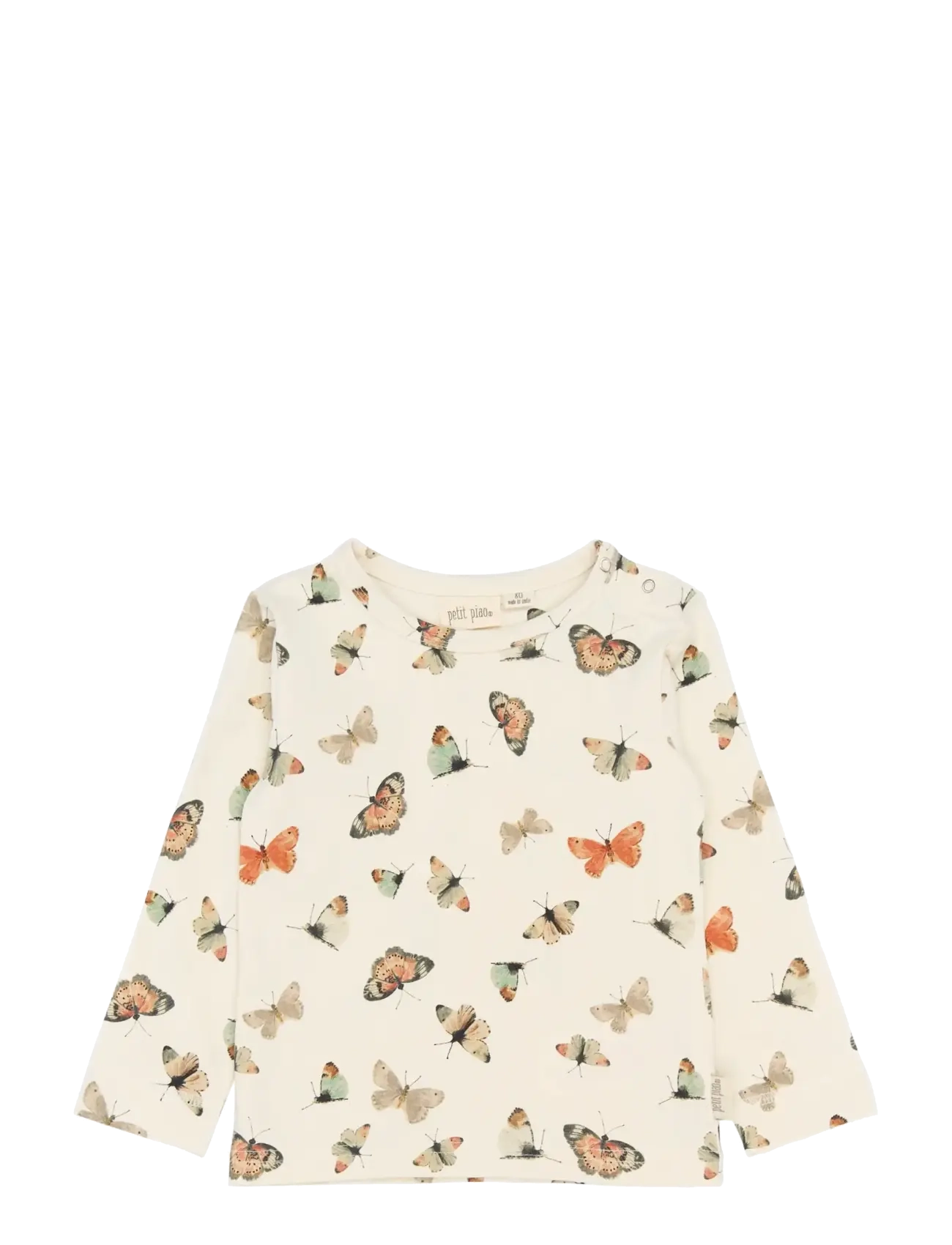 Petit Piao PPStar L_S Tee - Back to school - EGGNOG BUTTERFLY AOP / cream