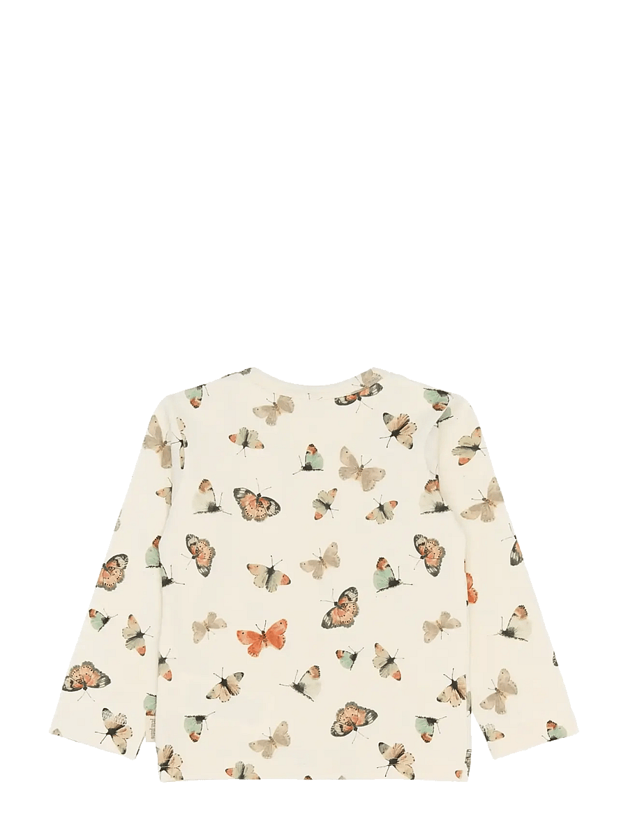 Petit Piao - PPStar L_S Tee - langærmede t-shirts - eggnog butterfly aop - 1