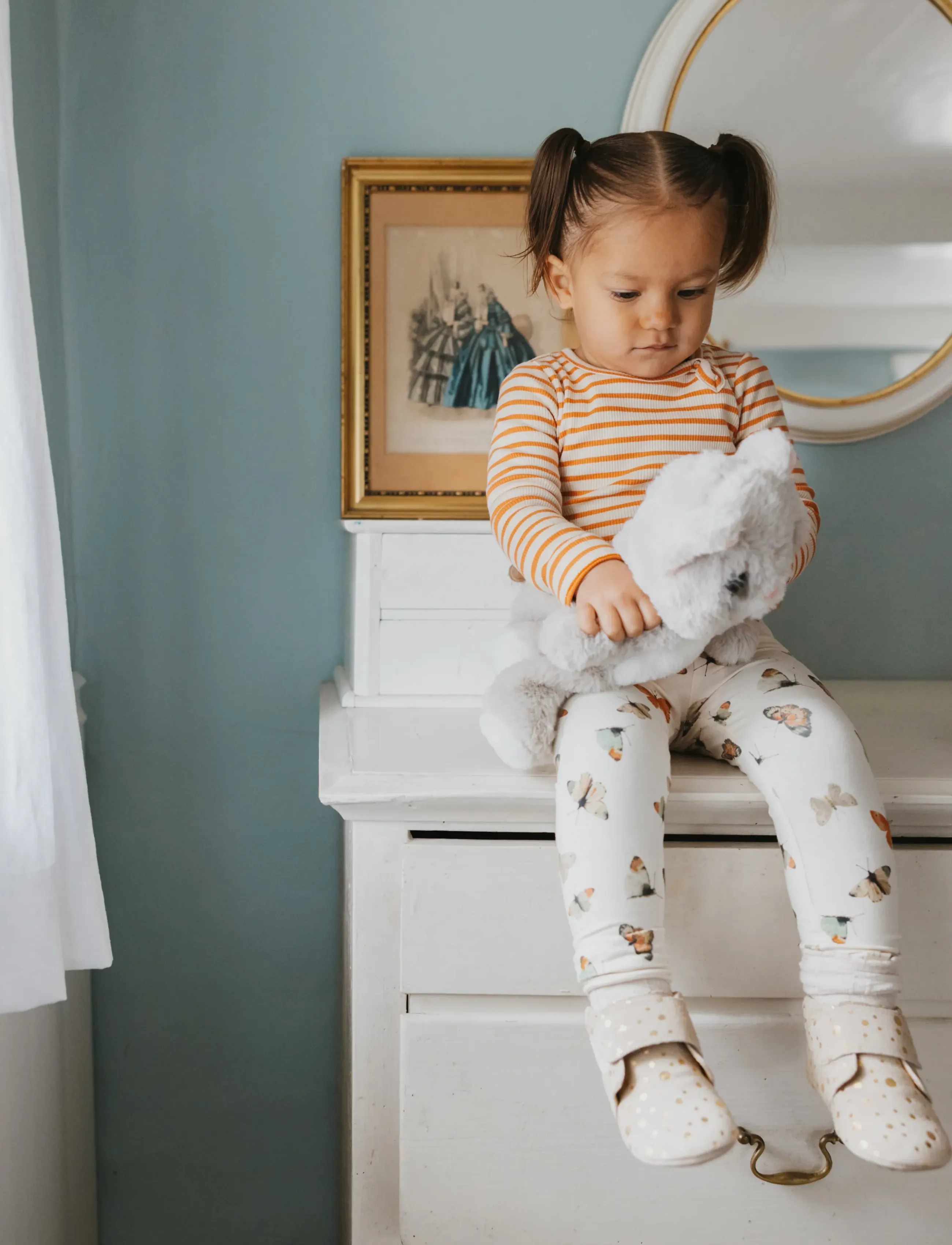 Petit Piao PPStar Leggings - Leggings - EGGNOG BUTTERFLY AOP / cream