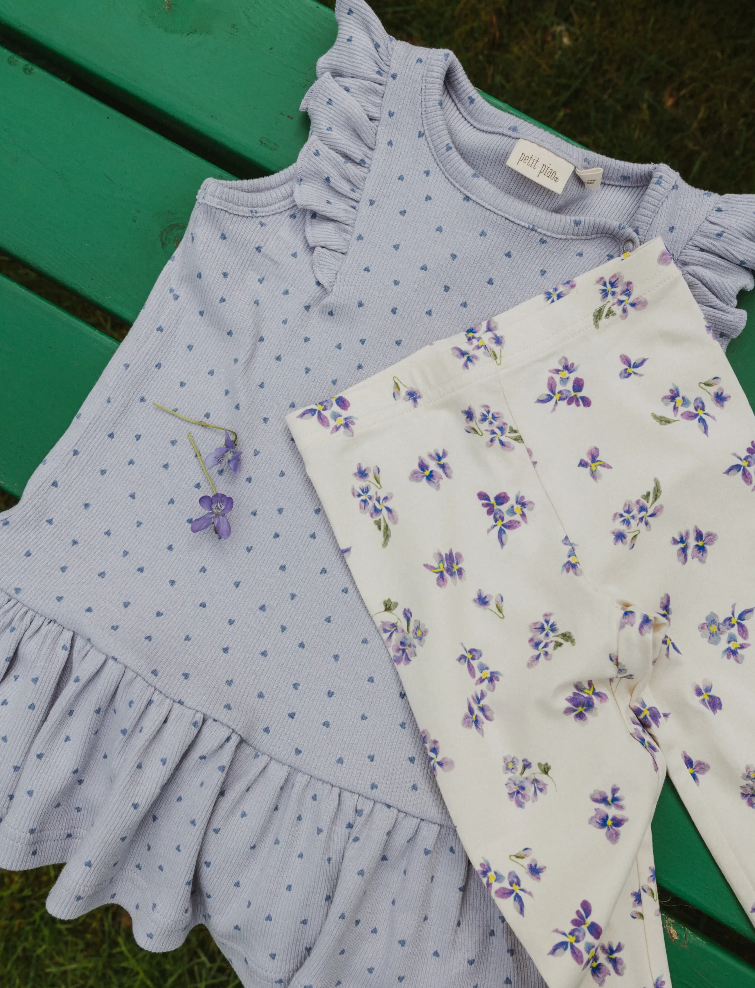 Petit Piao - PPStar Leggings - retuusid - eggnog viola aop - 0