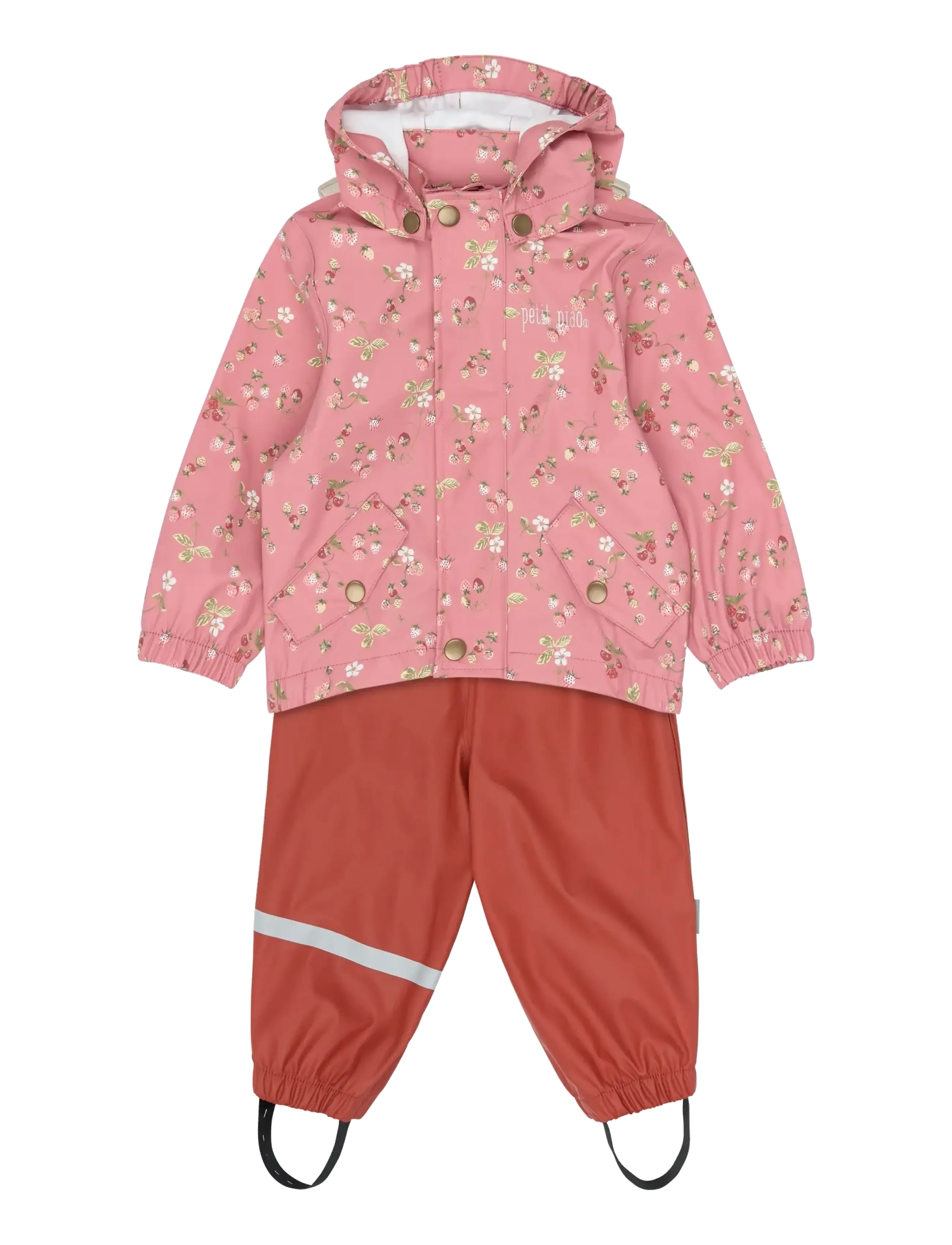 Petit Piao PPDai Rainwear Set W. Susp. - Deals - DUSTY ROSE STRAWBERRY AOP / pink/rose