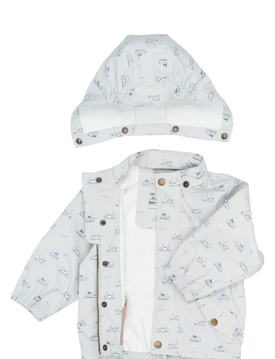 Petit Piao - PPDai Rainwear Set W. Susp. - vihmakomplektid - pearl blue boat aop - 5