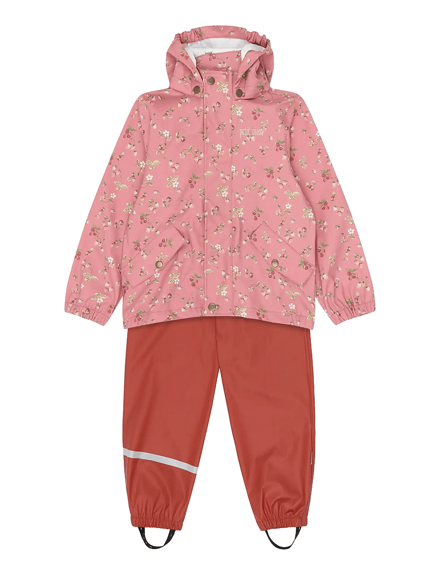 Petit Piao - PPDai Rainwear Set - regensets - dusty rose strawberry aop - 0