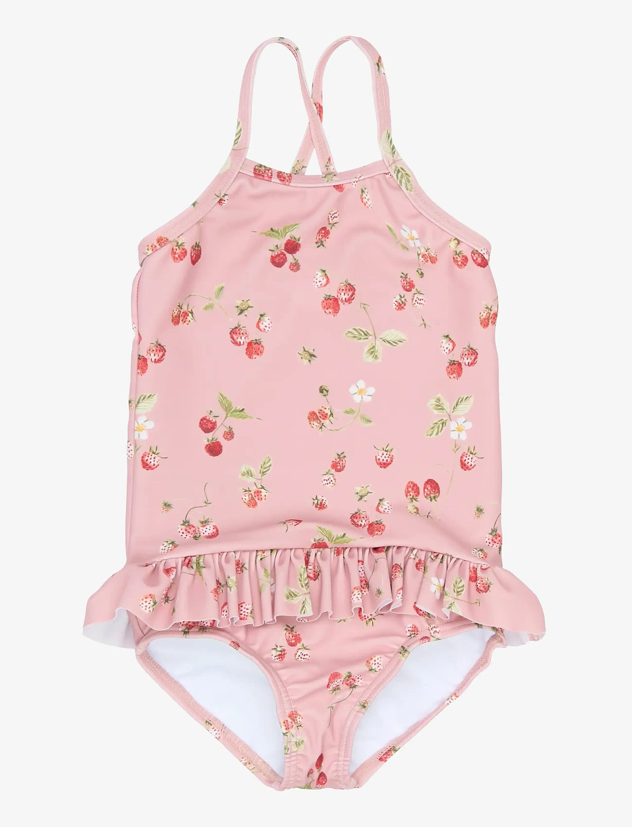 Petit Piao - PPEm Frill Swimsuit - badeanzüge - misty rose strawberry aop - 0