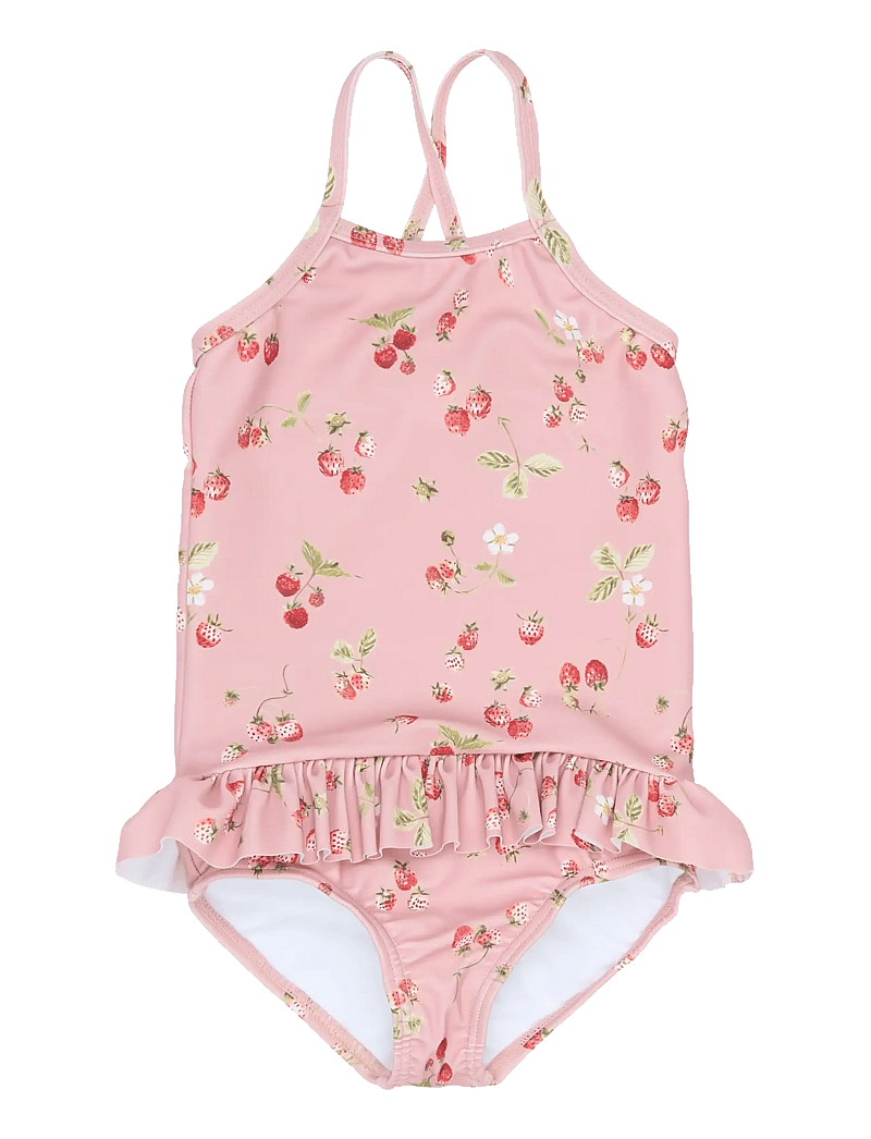 Petit Piao - PPEm Frill Swimsuit - badeanzüge - misty rose strawberry aop - 0