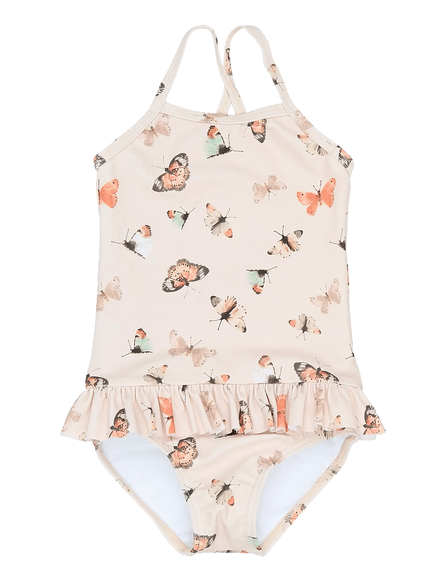 Petit Piao - PPEm Frill Swimsuit - badeanzüge - fog butterfly aop - 0