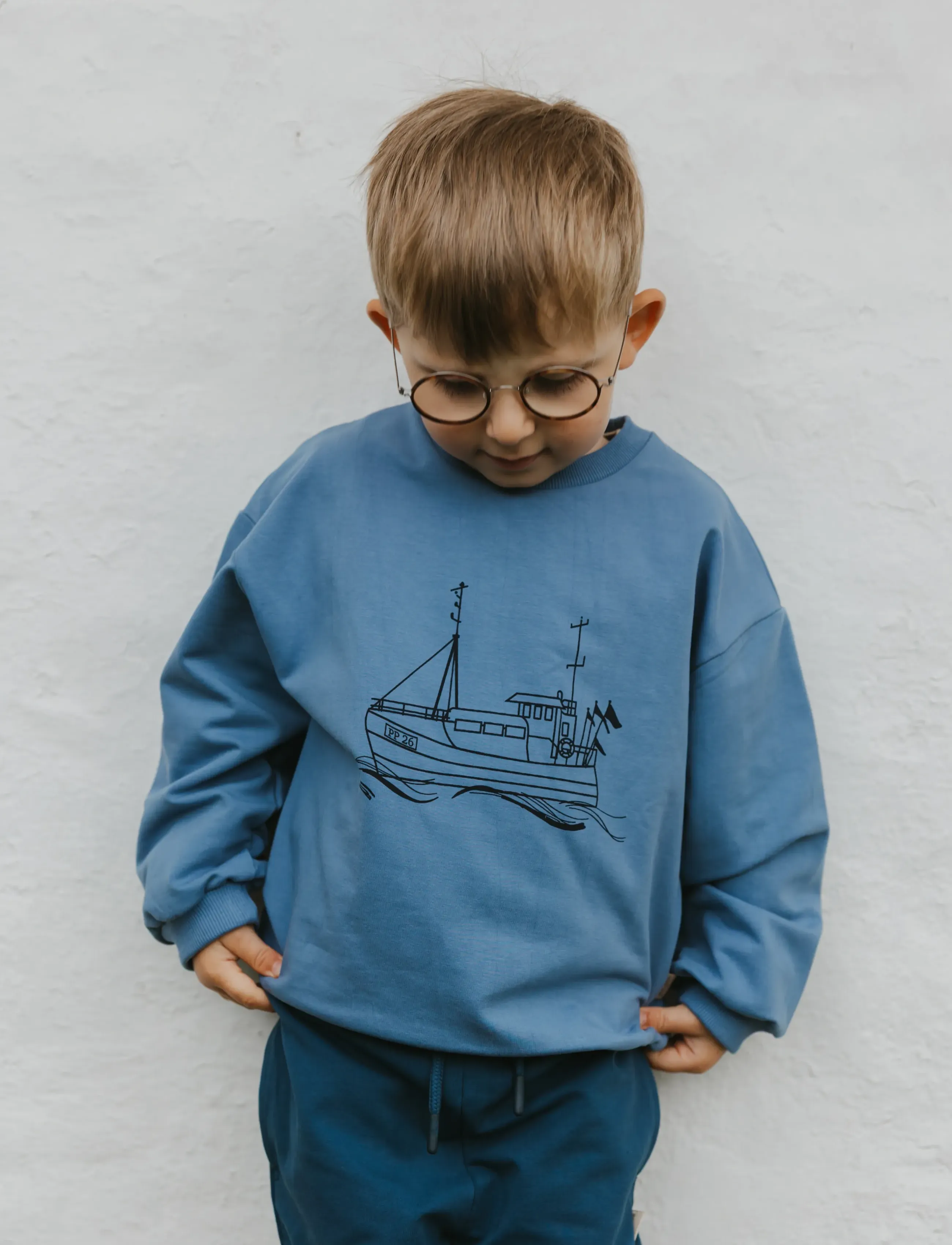 Petit Piao Ppevan Sweatpants, Børn, Cargo Sweatpants, Blå, Str: 92
