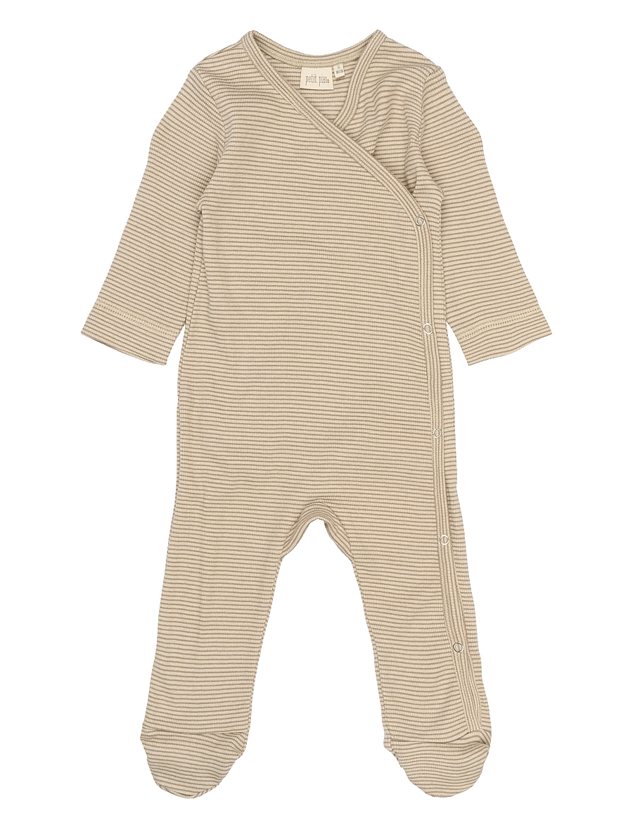 Petit Piao - PPDian L_S Jumpsuit Fold Feet NB NOOS - langærmede heldragter - pure cashmere/dark off white - 0