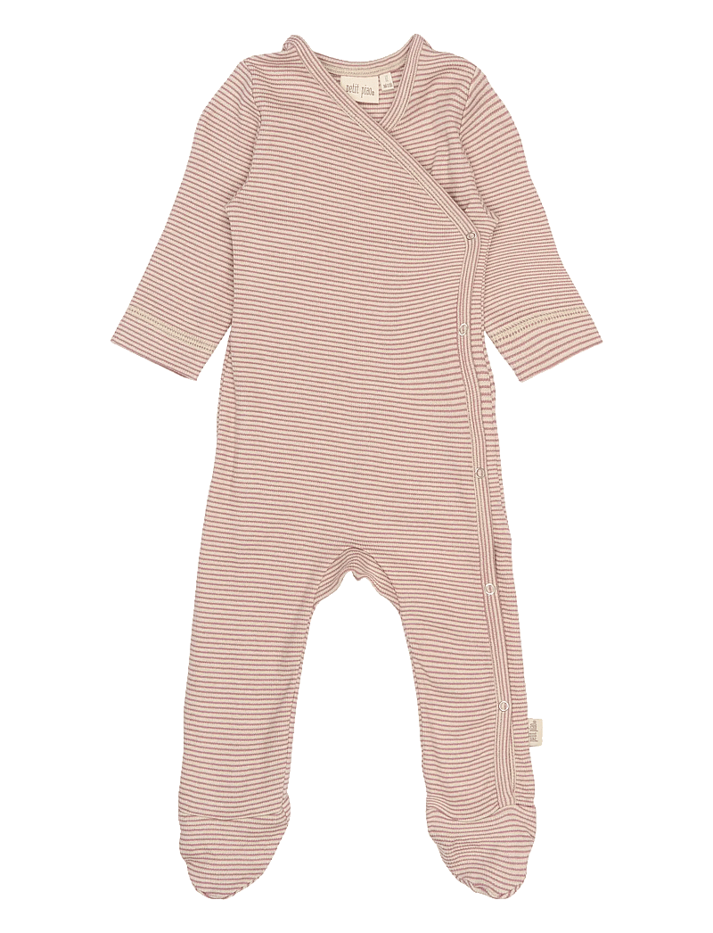 Petit Piao - PPDian L_S Jumpsuit Fold Feet NB NO - pikkade varrukatega - nostalgic rose/dark off white - 0