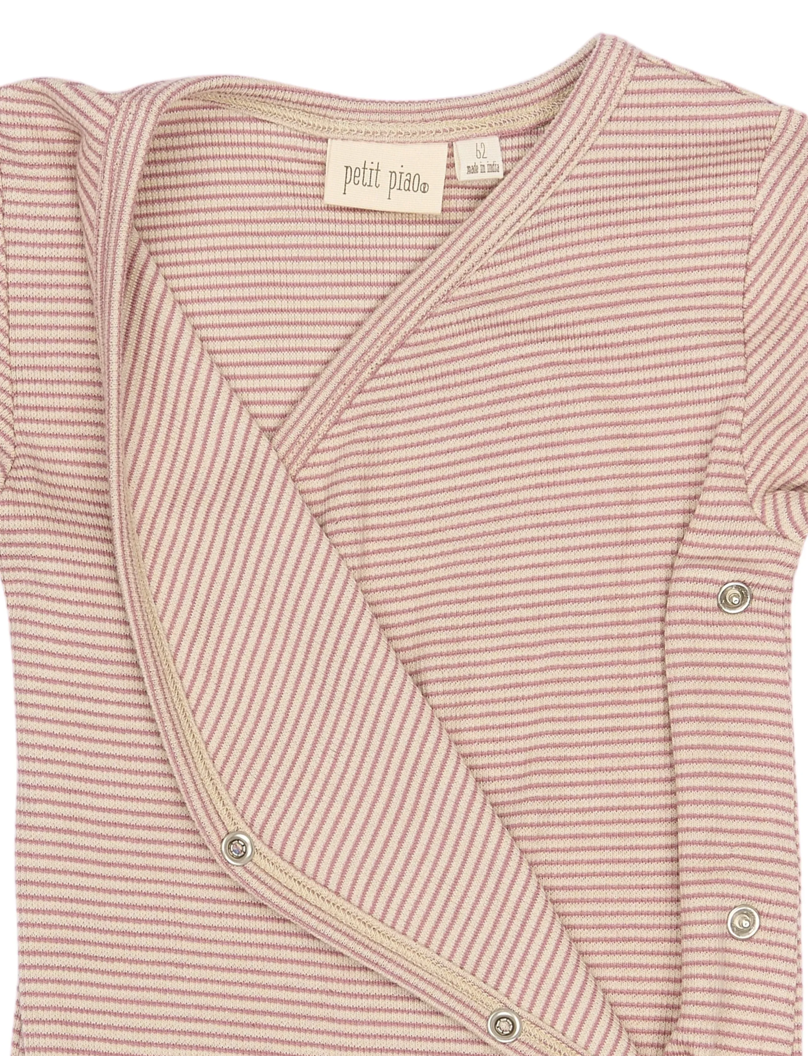 Petit Piao - PPDian L_S Jumpsuit Fold Feet NB NOOS - langerma - nostalgic rose/dark off white - 2