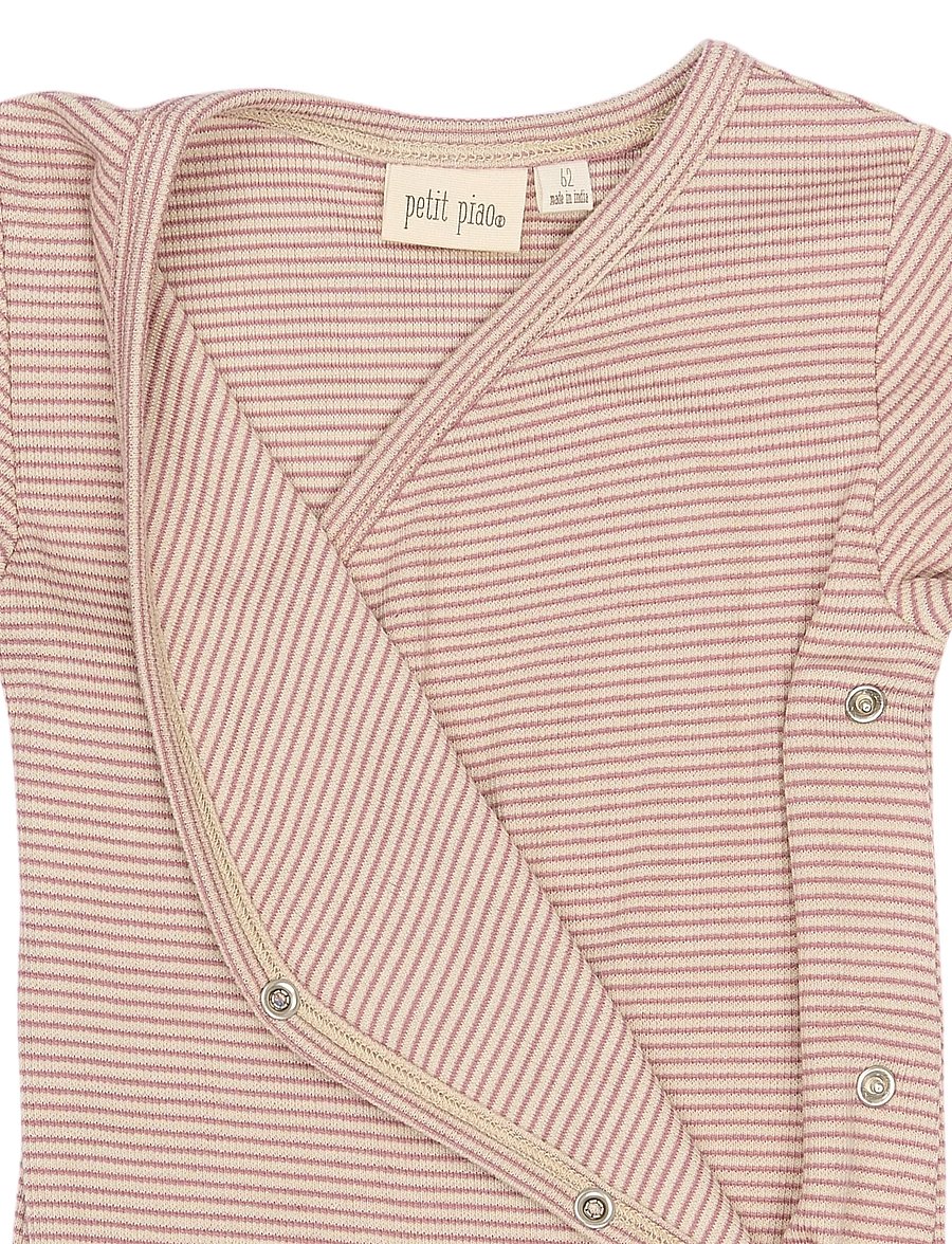 Petit Piao - PPDian L_S Jumpsuit Fold Feet NB NOOS - langerma - nostalgic rose/dark off white - 2