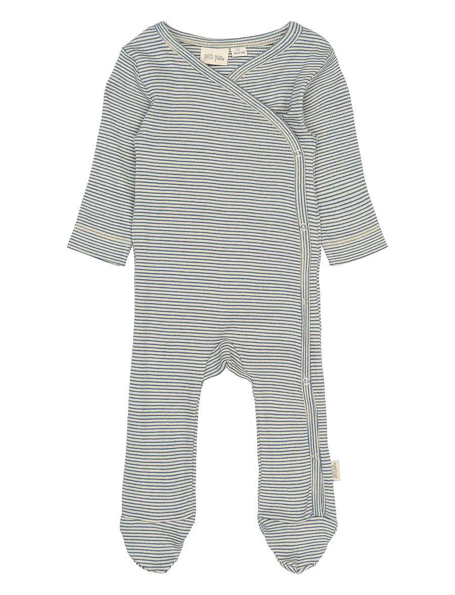 Petit Piao - PPDian L_S Jumpsuit Fold Feet NB NOOS - langærmede heldragter - true navy/dark off white - 0