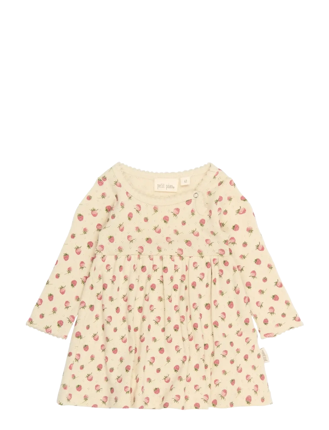 Petit Piao PPDea L_S Body Dress Fold NB - Uus - FOG STRAWBERRY AOP / cream