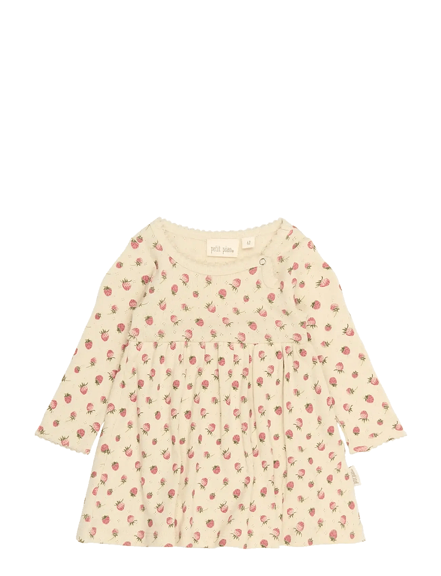 Petit Piao - PPDea L_S Body Dress Fold NB - langærmede babykjoler - fog strawberry aop - 0